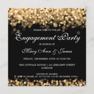 Wedding Engagement Party Gold Lights Invitation