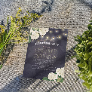 Wedding Engagement Party Hydrangeas String Lights Invitation