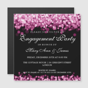 Wedding Engagement Party Pink Lights Magnetic Invitation