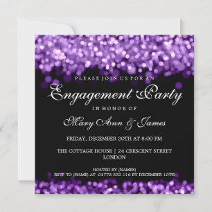 Wedding Engagement Party Purple Lights Invitation