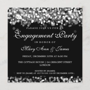 Wedding Engagement Party Silver Lights Invitation