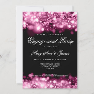Wedding Engagement Party Sparkling Lights Pink Invitation