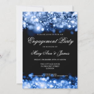 Wedding Engagement Party Sparkling Lights Sapphire Invitation