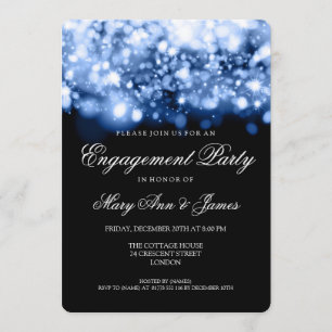 Wedding Engagement Party Sparkling Lights Sapphire Invitation