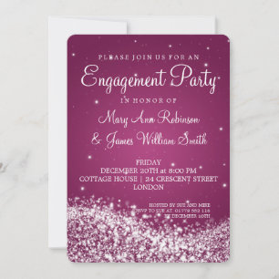 Wedding Engagement Party Sparkling Wave Pink Invitation