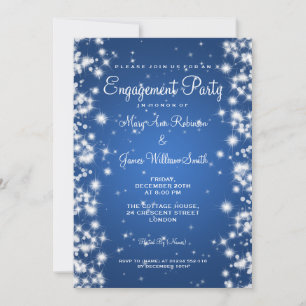 Wedding Engagement Party Winter Sparkle Blue Invitation