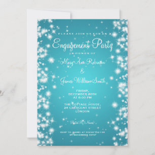 Wedding Engagement Party Winter Sparkle Turquoise Invitation