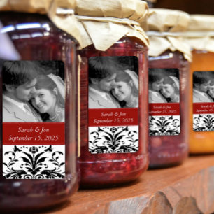 Wedding Engagement Photo Damask Favor Tags