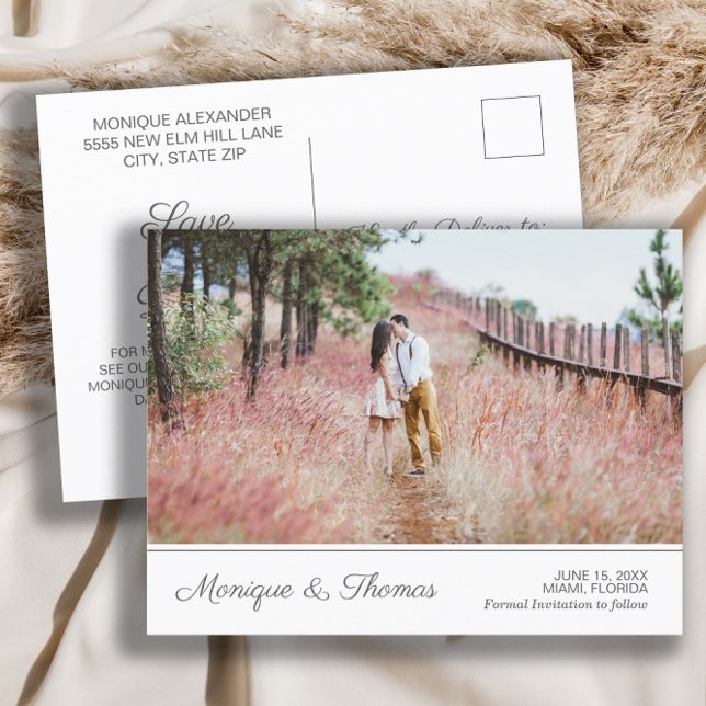 Wedding Engagement Photo Save Date Website Info An Announcement Postcard (Wedding Save-the-Date photo postcard)