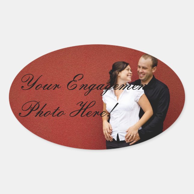 Wedding Engagement Photo Stickers Oval (Front)
