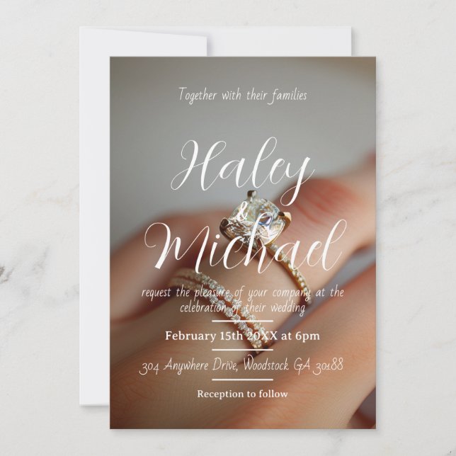Wedding Engagement Rings Invitation (Front)