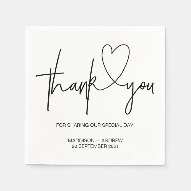 Wedding Engagement Thank You Table Napkin Set (Front)