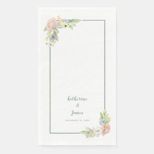 Wedding & Engagement Watercolor Floral Butterflies Napkin