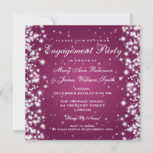 Wedding Engagement Winter Sparkle Pink Invitation