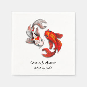 Wedding Engagement Yin Yang Koi Fish Garden Party  Napkin