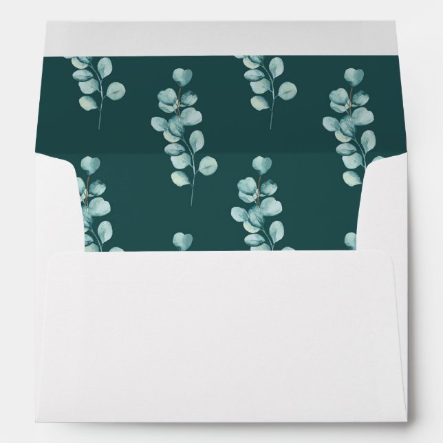 Wedding Envelope Eucalyptus Leaves Green Simple (Back (Bottom))