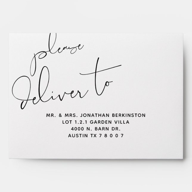 Wedding Envelope in Modern Minimalist themed (Front)