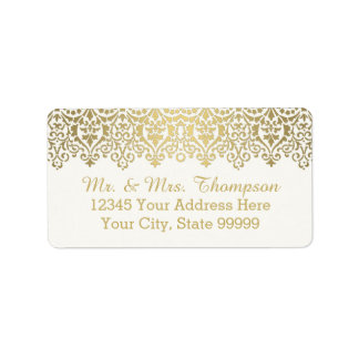Wedding Envelope Label Vintage Golden Lace Elegant