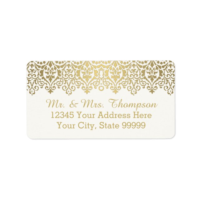 Wedding Envelope Label Vintage Golden Lace Elegant (Front)