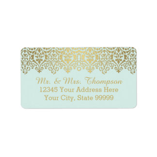 Wedding Envelope Label Vintage Golden Lace Elegant