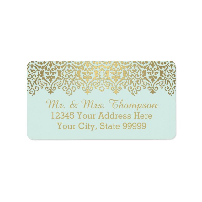 Wedding Envelope Label Vintage Golden Lace Elegant (Front)