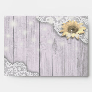 Wedding Envelope Lace Sunflower Wood String Lights