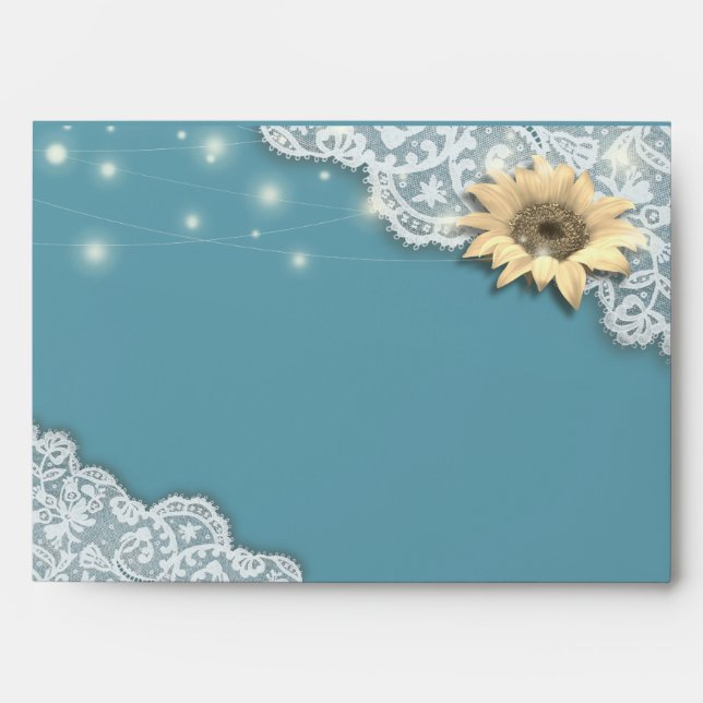 Wedding Envelope Lace Sunflowers String Lights (Front)
