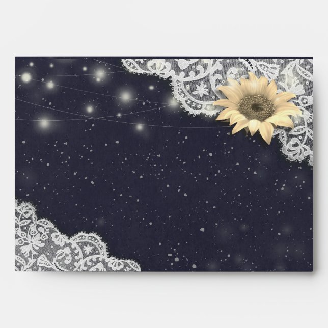 Wedding Envelope Lace Sunflowers String Lights (Front)