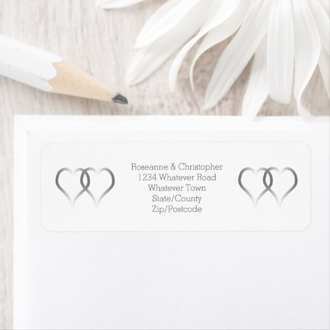 Wedding Envelope Return Address Label Hearts (Insitu)