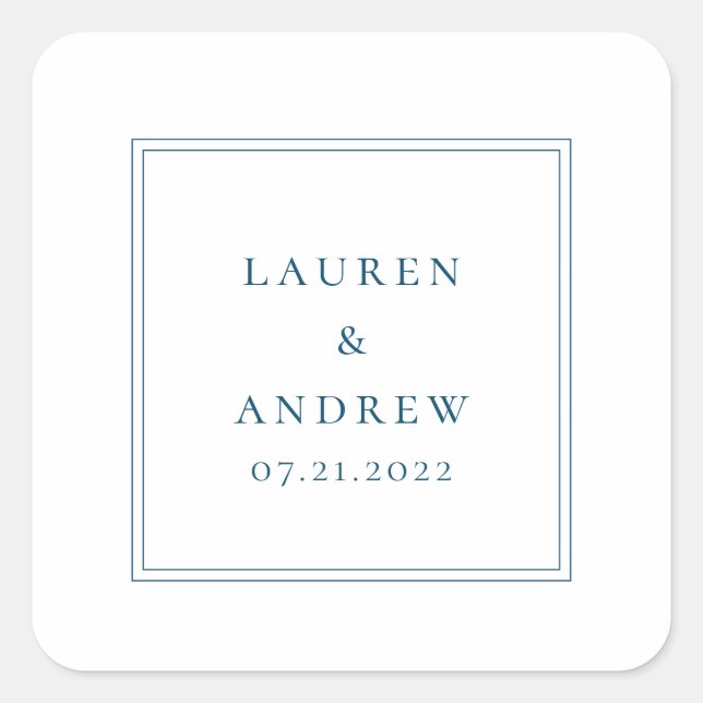 Wedding Envelope Seals Ocean Blue Minimalist (Front)