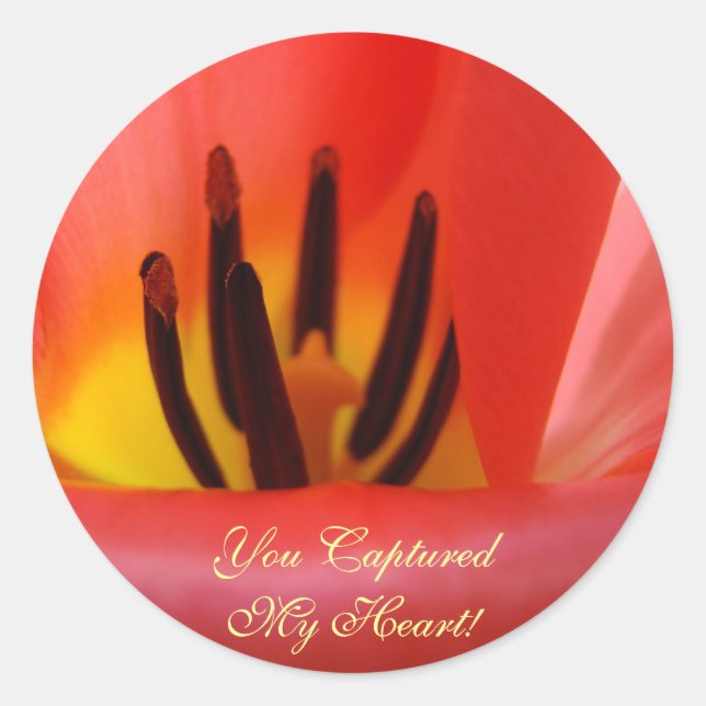 Wedding envelope seals Red silky Tulip Flower (Front)