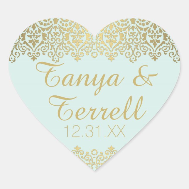 Wedding Envelope Seals Vintage Golden Lace Elegant (Front)