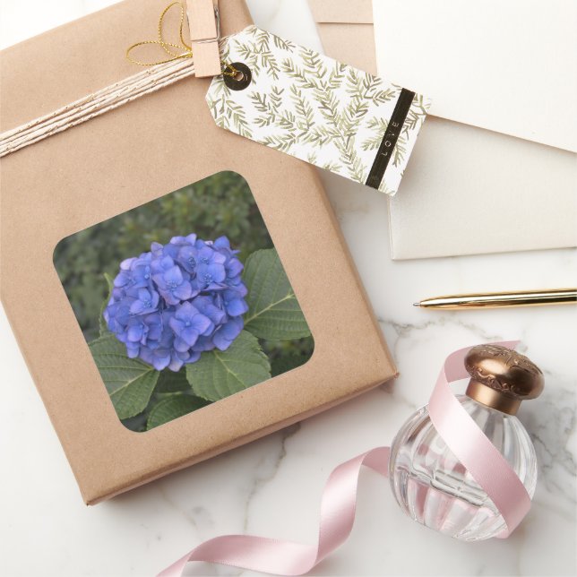 Wedding Envelope Stickers Blue Hydrangea Flower (Gifting)