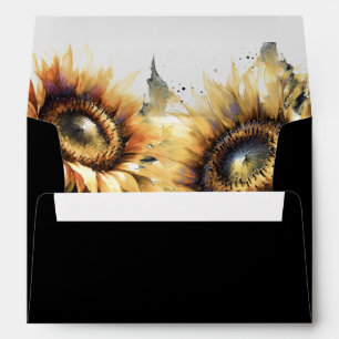 Wedding Envelopes Black with Sunflowers