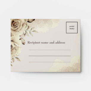 Wedding Envelopes RSVP return card rust white rose