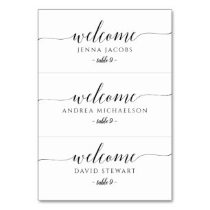Wedding Escort Card - Flat - Romantic Calligraphy