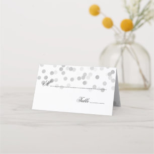 Wedding Escort Card Silver Foil Glitter Lights