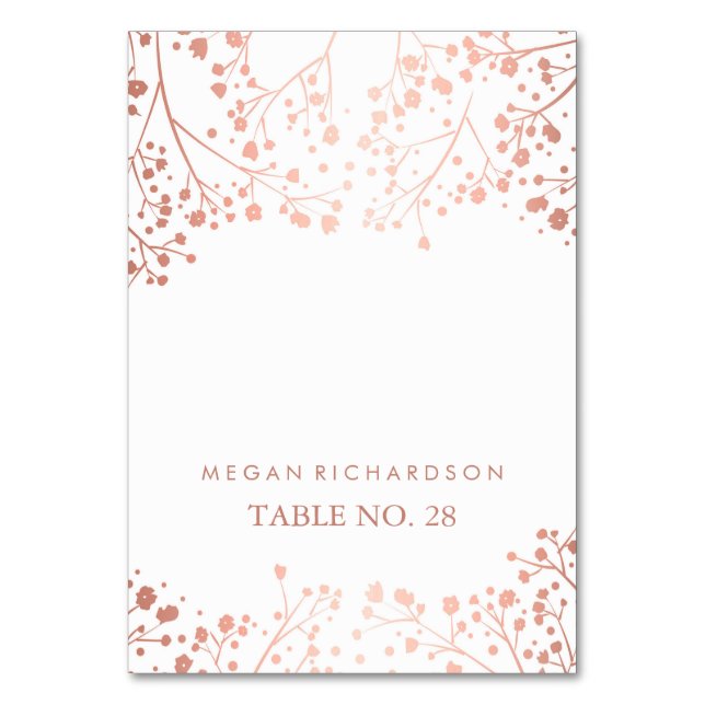 wedding escort cards baby's breath rose gold (Front)