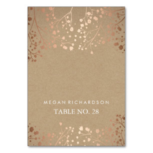 wedding escort cards baby's breath rose gold