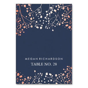 wedding escort cards baby's breath rose gold