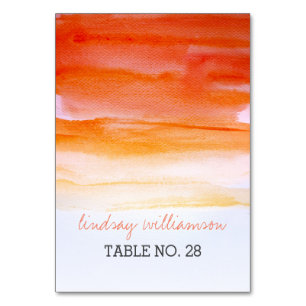 wedding escort cards orange - coral watercolors