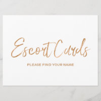 Wedding "Escort cards" Sign | Stylish Gold Rose