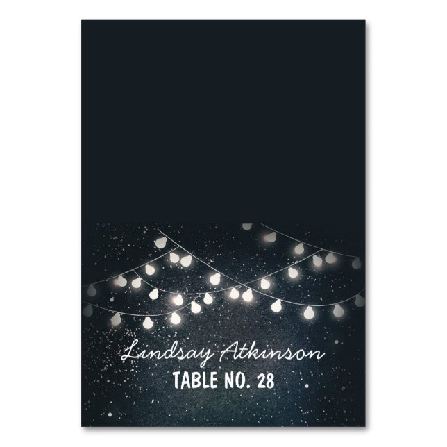 wedding escort cards starry night string lights (Front)