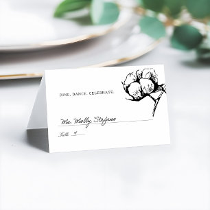 Wedding Escort Place Card   Cotton Boll Etching