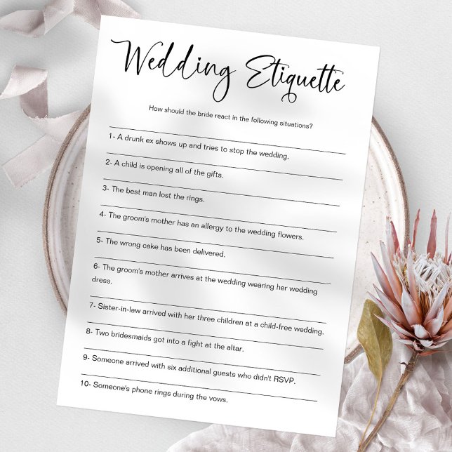 Wedding Etiquette Funny Bridal Shower Game Invitation (Creator Uploaded)