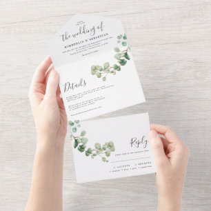 Wedding Eucalyptus botanical invitation elegant