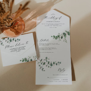 Wedding Eucalyptus botanical invite + rsvp