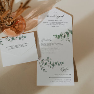 Wedding Eucalyptus botanical modern invite + rsvp