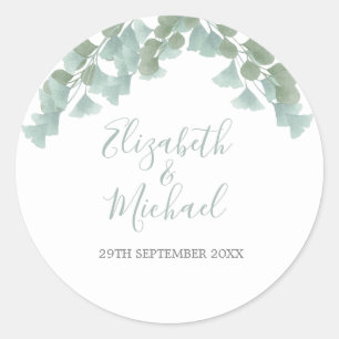 Wedding Eucalyptus Elegant Chic Classic Round Sticker