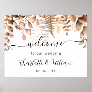 Wedding eucalyptus fall script welcome poster